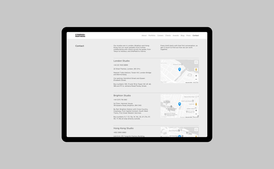 Very Own Studio Conran And Partners Website Contact Tablet 3600X2225Px
